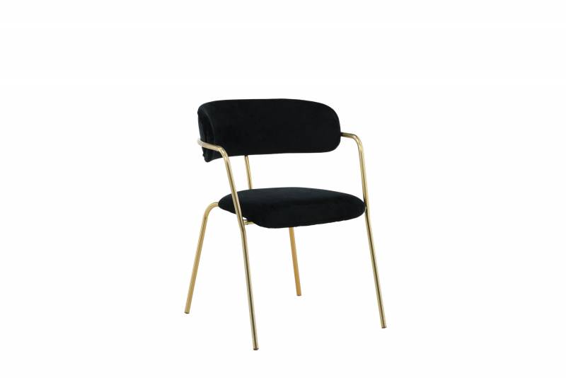 Arrow spisebordsstol med sort velour og messing stel