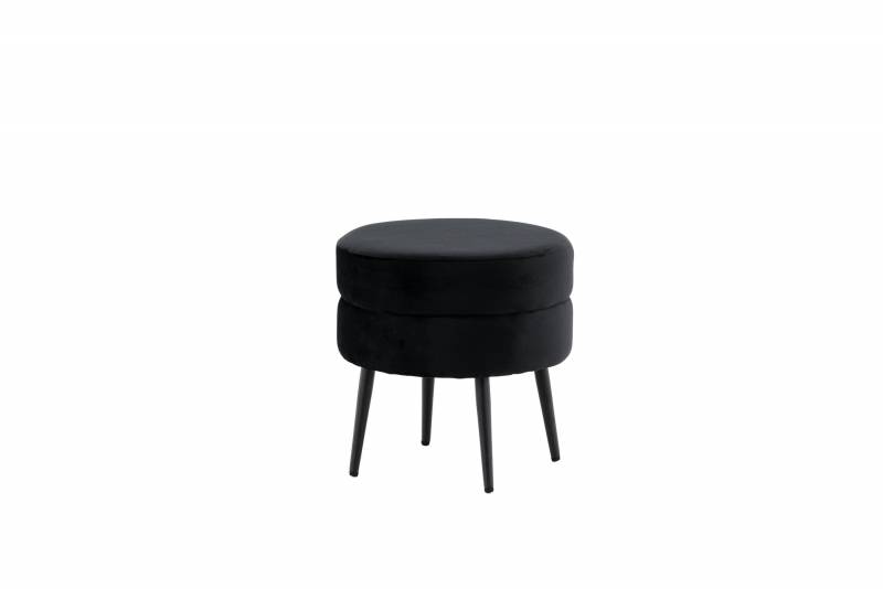 Pot puf &Oslash;40cm i sort Teddy velour stof