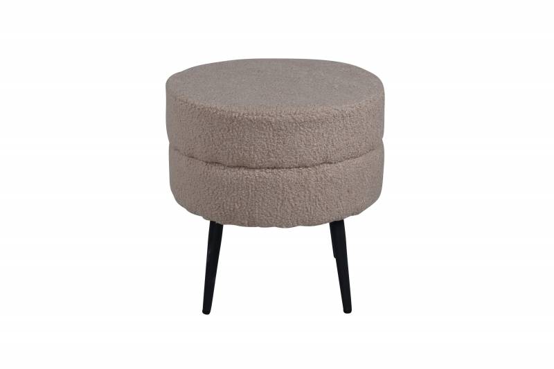 Pot puf &Oslash;40cm med beige Teddy velour og sorte ben
