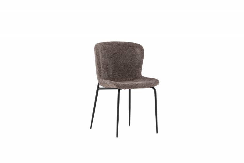 Modesto spisebordsstol i brun boucl&eacute; med sort stel