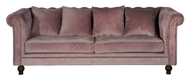 Velvet 3-personers sofa 217cm rosa velour og tr&aelig;