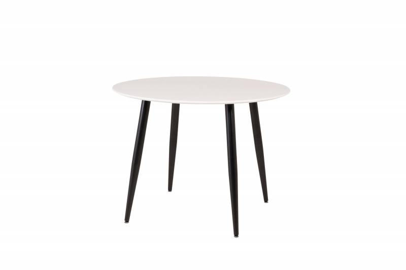 Plaza spisebord &Oslash;100cm MDF hvid med sorte ben