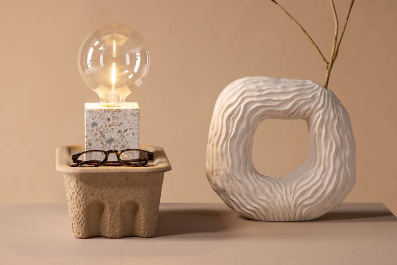 Rilche bordlampe 9cm terrazzo gr&aring;
