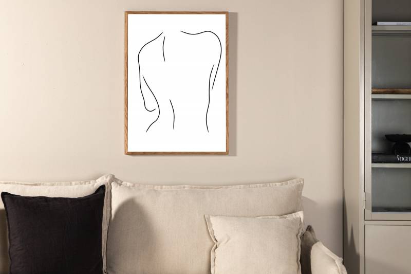 Plakat Women 70x100cm med sort line-art p&aring; hvid baggrund