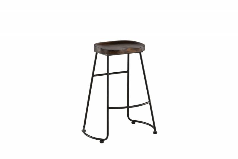 Ozark barstol 74cm i m&oslash;rkt tr&aelig; og sort metal stel