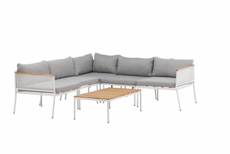 Nettan havem&oslash;bels&aelig;t med hj&oslash;rnesofa og teak bord gr&aring;
