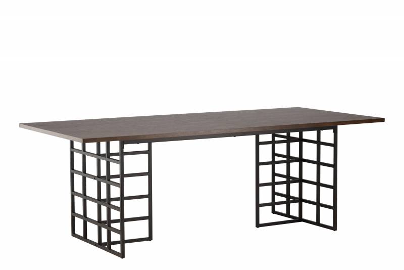 Ystad spisebord 220x100 cm mocca MDF med sort metalstel