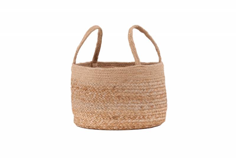 Mumbai fletkurv jute med h&aring;ndtag &Oslash;32cm h&oslash;jde 24cm natur