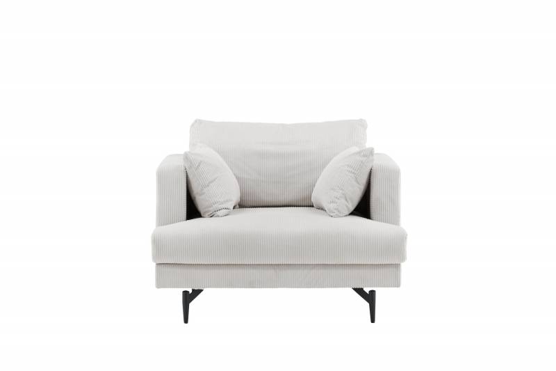 Sofia Single Sofa &ndash; sort/Beige Corduroy velour