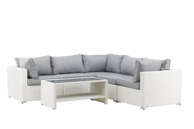 Amazon loungegruppe med bord i rattan hvid