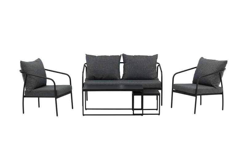 Sopot sofagruppe med sofa 2 stole og 2 borde sort