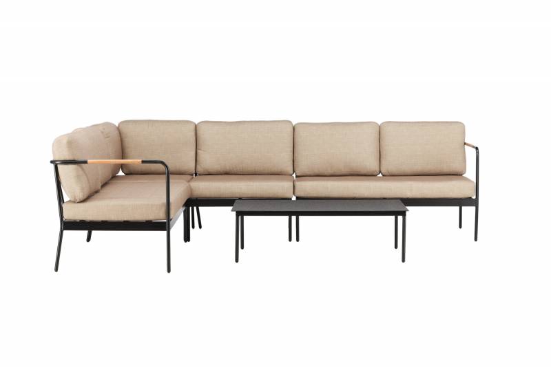 Pehnna havem&oslash;bels&aelig;t med hj&oslash;rnesofa og bord beige