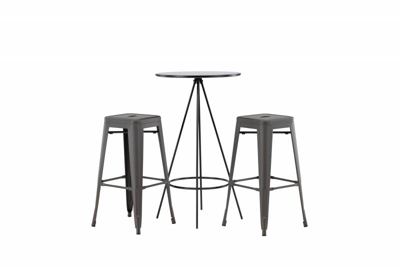 Barbords&aelig;t med bistro barbord &Oslash;60cm og Tempe barstole sort