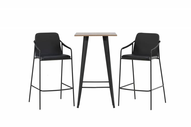 Tempe barbords&aelig;t med bord 60x60cm og 2 Bella barstole sort
