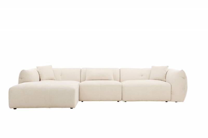 Positano hj&oslash;rnesofa h&oslash;jrevendt med pufafslutning beige
