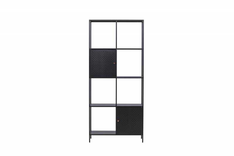 Porto reol 180x80x35cm med 2 lukkede skabe sort