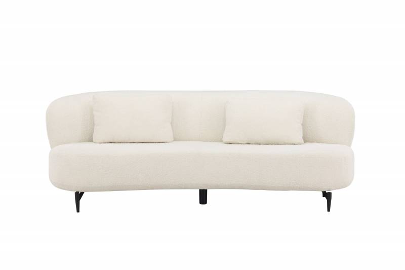 Luna sofa 3-personers hvid Boucle med sorte ben
