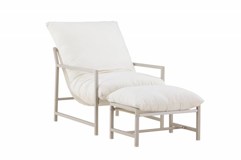 Corso loungestol med fodskammel og hynder beige