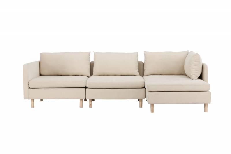 Zero 3-personers sofa 277cm i beige med tr&aelig;ben