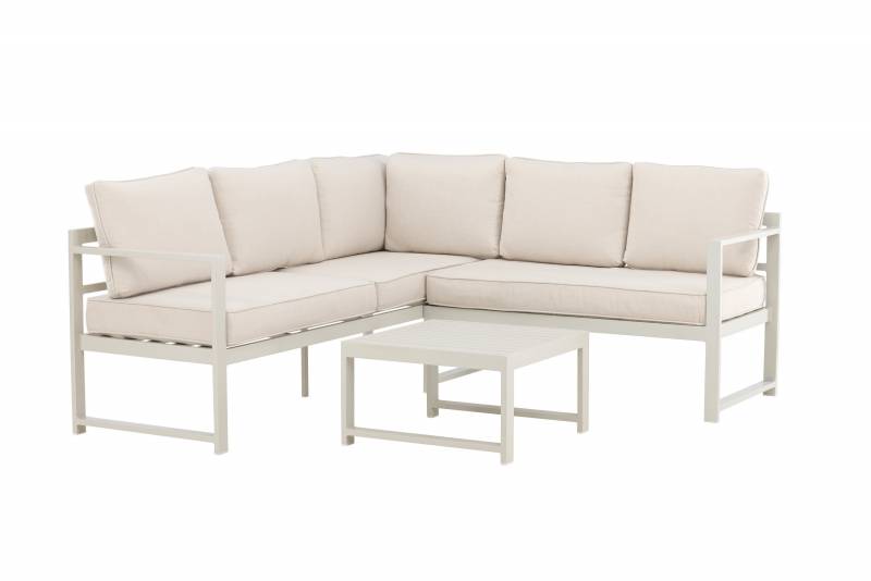 Salvador udend&oslash;rs hj&oslash;rnesofa med hynder og bord beige