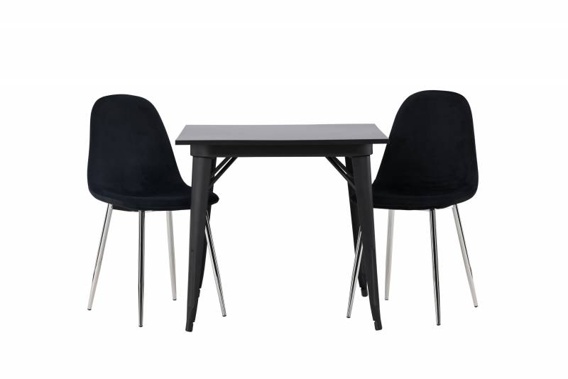 Tempe spisebordss&aelig;t med bord 80x80cm og to stole i velour