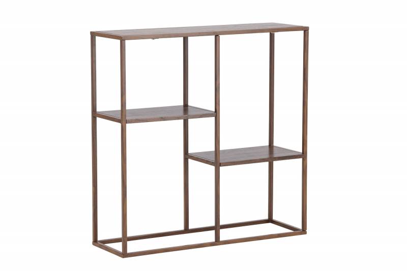Staal reol i MDF og st&aring;l 80x81x26cm valn&oslash;d
