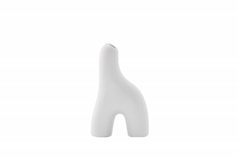 Aya vase 5x16x10cm glaseret stent&oslash;j hvid