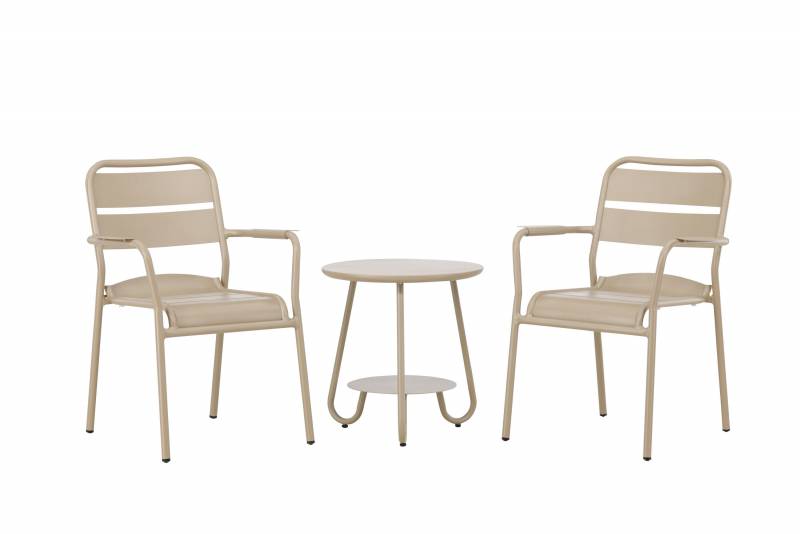 Faro cafes&aelig;t med bord og 2 stole i beige aluminium