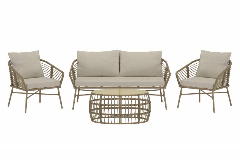 Lipari have lounges&aelig;t med sofa, stole og havebord brun