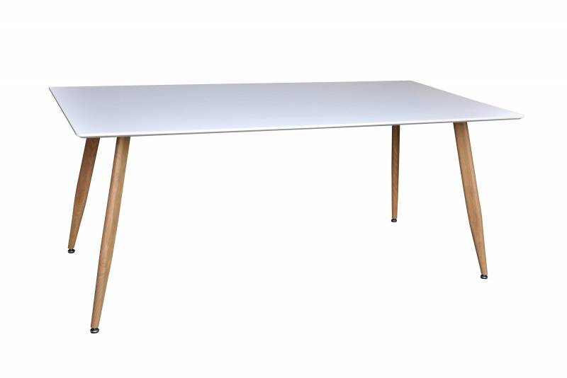 Polar spisebord 180x90 cm i hvid MDF med natur st&aring;lben