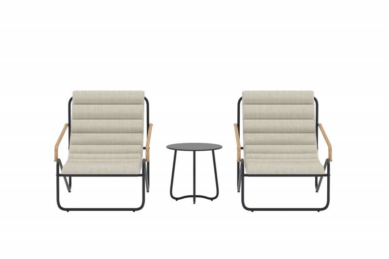Ithaka Lounges&aelig;t med 2 stole, sidebord og hynder sort og beige