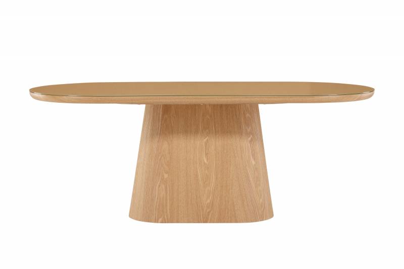 Castor spisebord 200x90cm med glasbordplade natur 