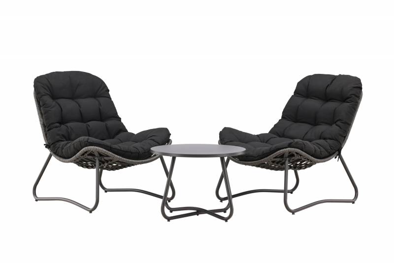 Cala lounges&aelig;t med 2 loungestole og 1 rundt bord antracit