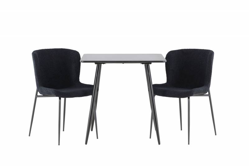 Polar spisebordss&aelig;t 75x75cm sort med 2 sorte Modesto stole