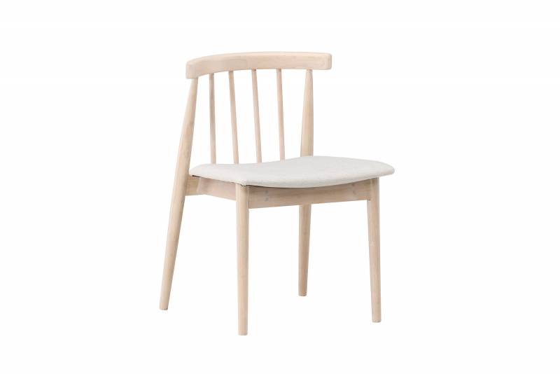 Flora spisebordsstol med beige stof og hvid eg ben