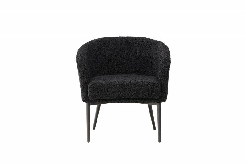 Fluffy l&aelig;nestol i bl&oslash;dt polyester teddy sort