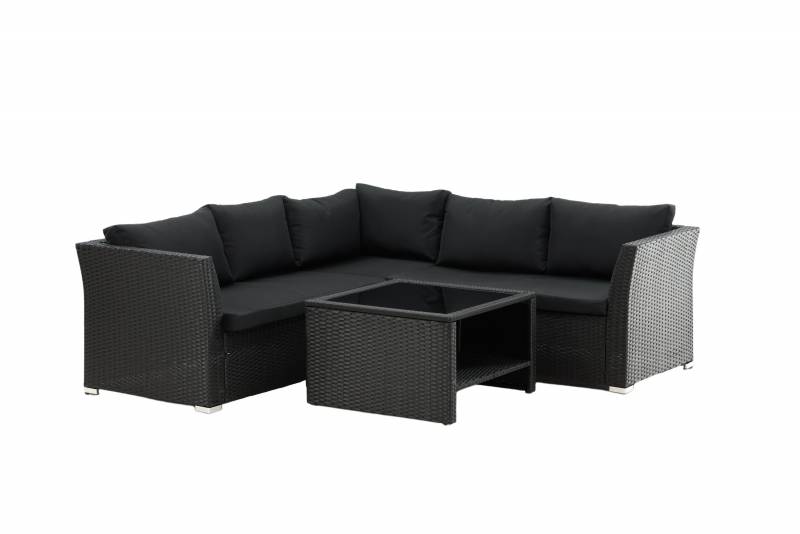 Haiti loungegruppe med bord i rattan sort