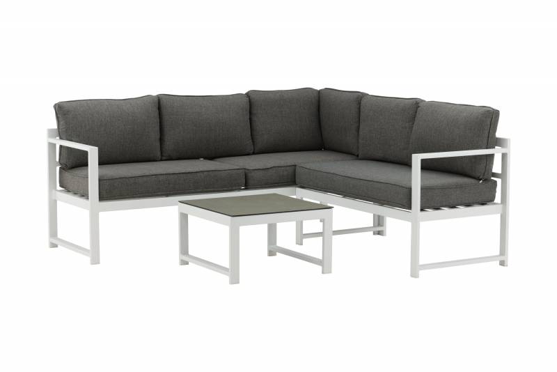 Salvador udend&oslash;rs hj&oslash;rnesofa med hynder og bord gr&aring;