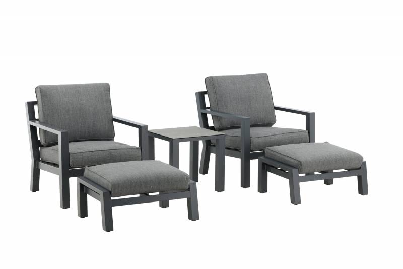 Barcelona lounges&aelig;t med to loungestole og sidebord sort