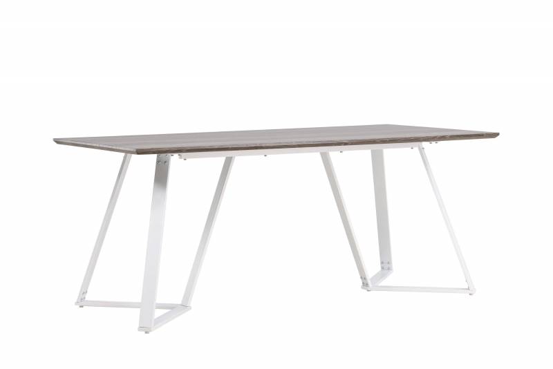 Marina spisebord 180x90 cm i gr&aring; MDF med hvide st&aring;lben