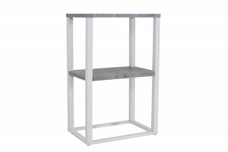 Rise hj&oslash;rnebord med 2 hylder i betonlook 45x30cm hvid