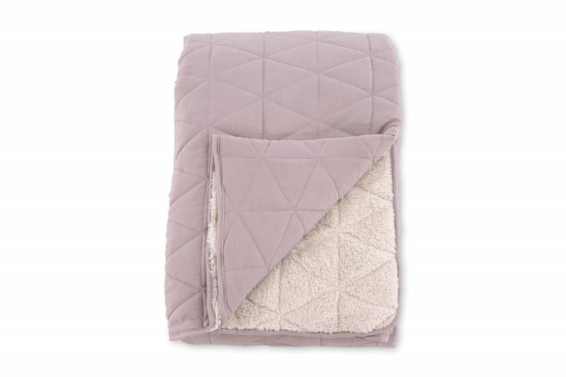 Nilla senget&aelig;ppe 150x250cm vendbart med quilt og sherpa rosa