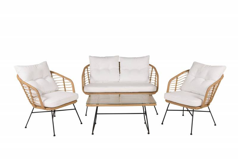 Viga sofagruppe med sofa, 2 stole inkl. hvide hynder og bord
