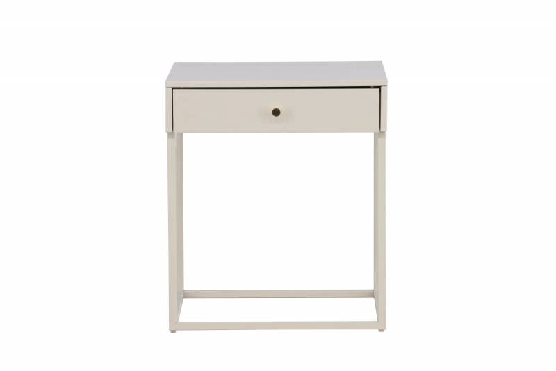 Bakal sengebord med skuffe 41x50x43cm i beige st&aring;l