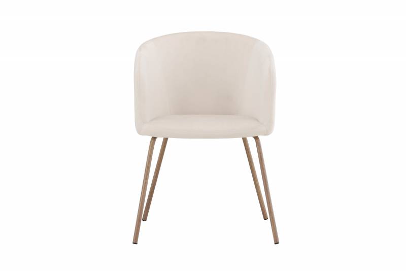 Berit spisebordsstol beige velour med tr&aelig;farvede ben
