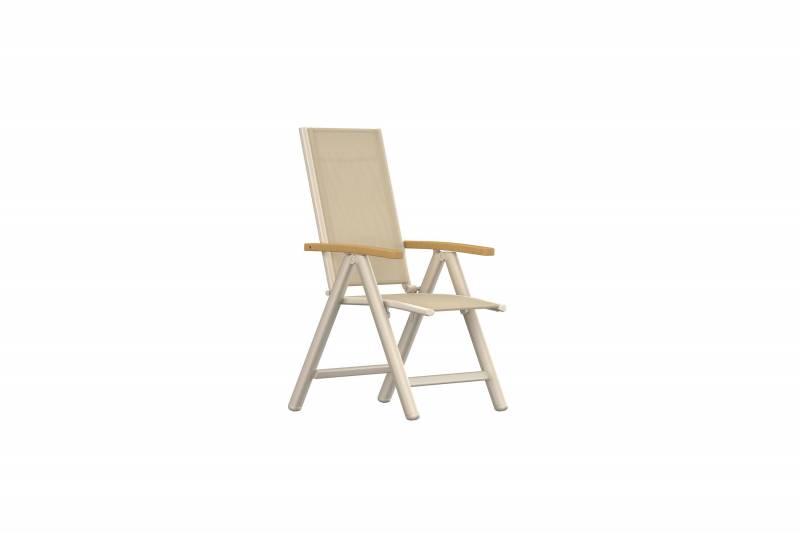 Panama let havestol med 5 positioner og arml&aelig;n beige og teak