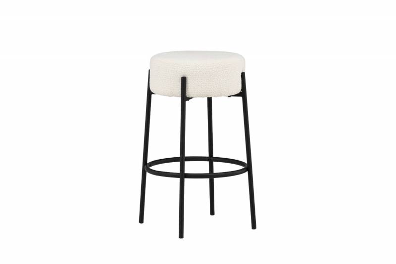 Tucson barstol 70 cm i hvid boucle med sorte st&aring;lben