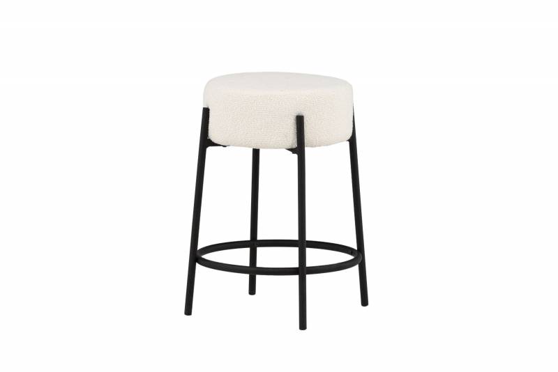 Tucson barstol 60 cm i hvid boucle med sorte st&aring;lben