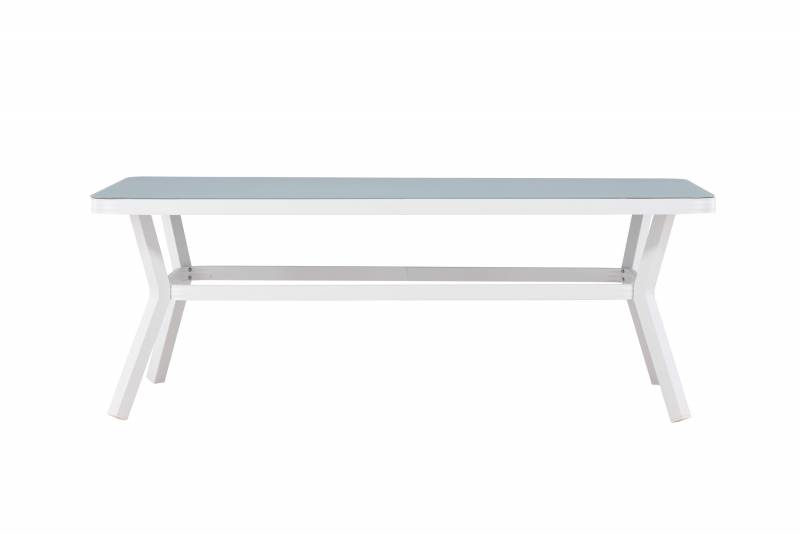 Virya udend&oslash;rs spisebord 200x100cm med glasbordplade hvid