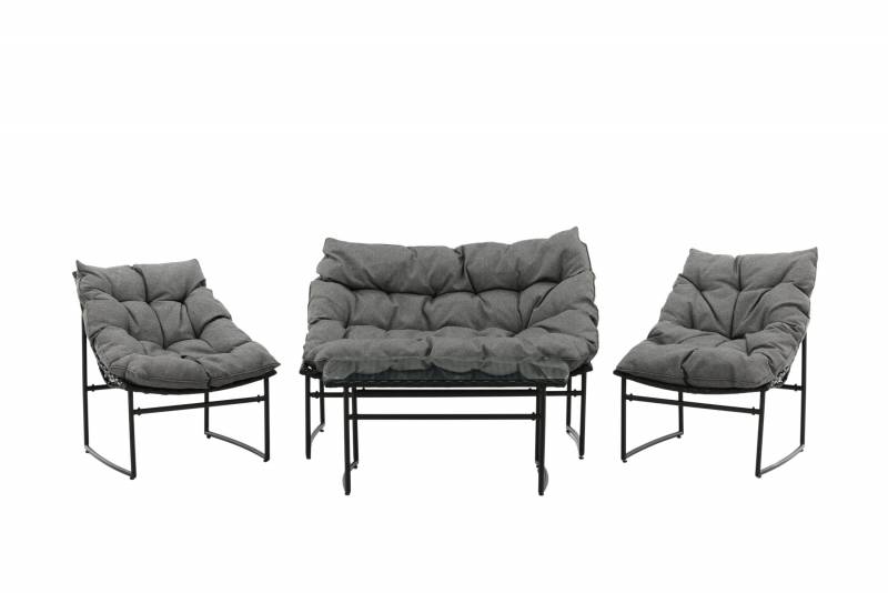 Tina loungegruppe med sofa 2 stole og bord sort